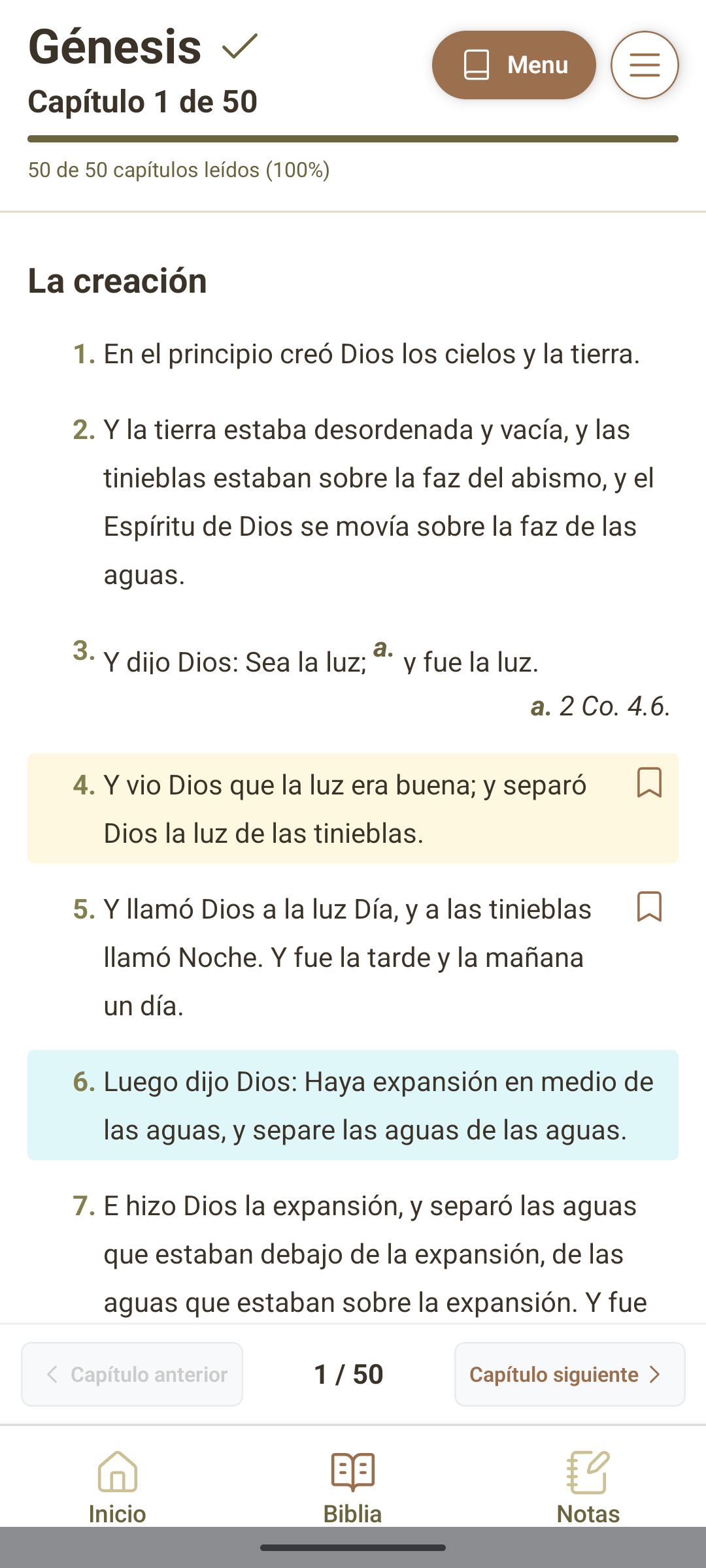 Captura de la app Biblia Reina Valera 1960
